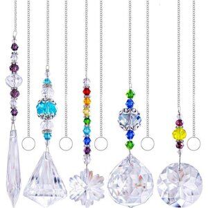 5 Pcs Crystal Suncatchers with Colorful Beads for Window Decoration